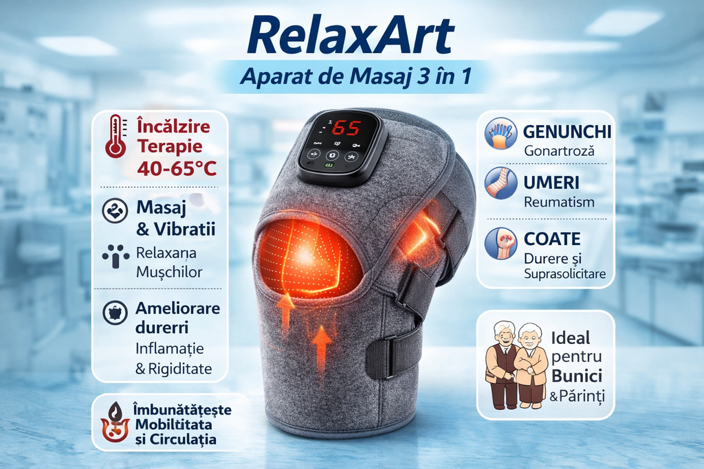 Aparat de masaj cu încălzire RelaxArt + gel Curcumin CADOU