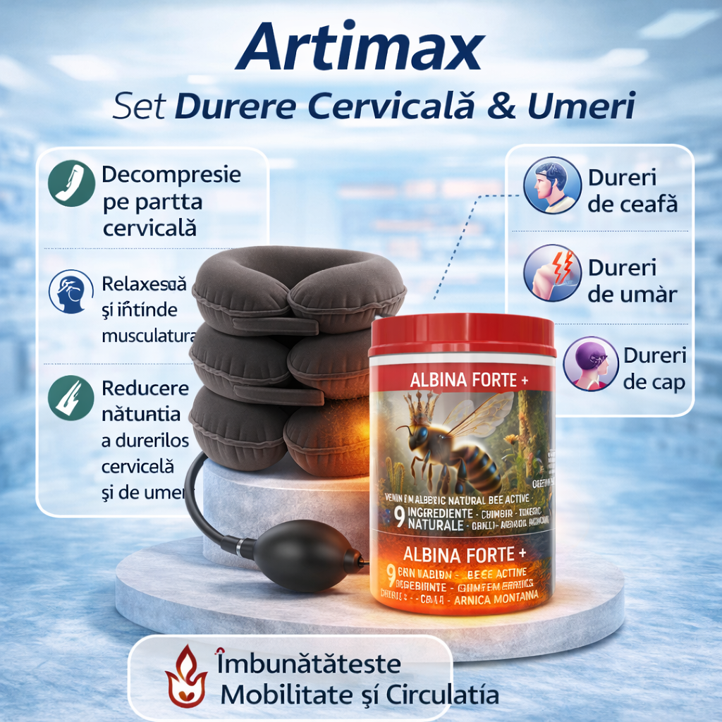 Pachet Cervical + - 1 pernă cervicală și CADOU gel Albină Forte +
